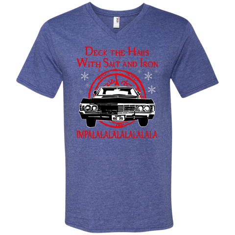 Deck The Halls With Salt And Iron Impala Lalalalalalala Supernatural Ugly Christmas Sweater Men's V-Neck T-Shirt - The White Eagles Deck The Halls With Salt And Iron Impala Lalalalalalala Supernatural Ugly Christmas Sweater Men's V-Neck T-Shirt - The White Eagles