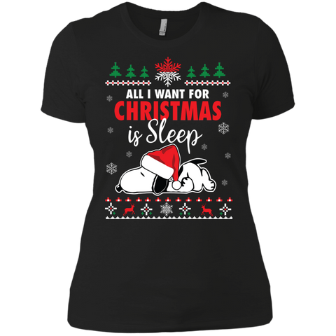 All I Want For Christmas Is Sleep Snoopy The Peanuts Movie Ladies' Shirt - The White Eagles All I Want For Christmas Is Sleep Snoopy The Peanuts Movie Ladies' Shirt - The White Eagles