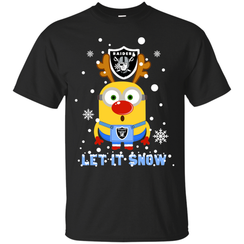 Minion Oakland Raiders Ugly Christmas Sweaters Let It Snow Cotton T-Shirt - The White Eagles Minion Oakland Raiders Ugly Christmas Sweaters Let It Snow Cotton T-Shirt - The White Eagles