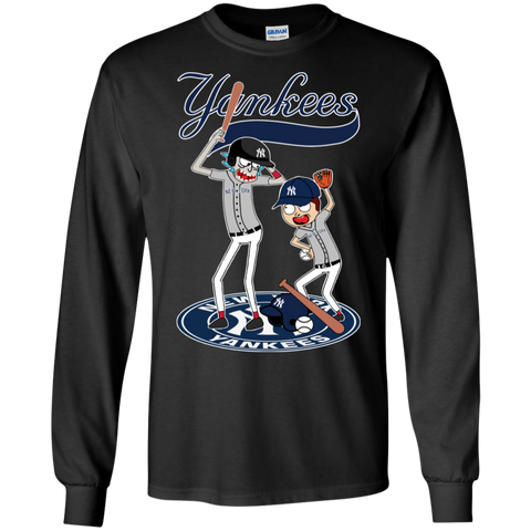 New York Yankees Baseball Rick And Morty LS Cotton T-Shirt - The White Eagles New York Yankees Baseball Rick And Morty LS Cotton T-Shirt - The White Eagles