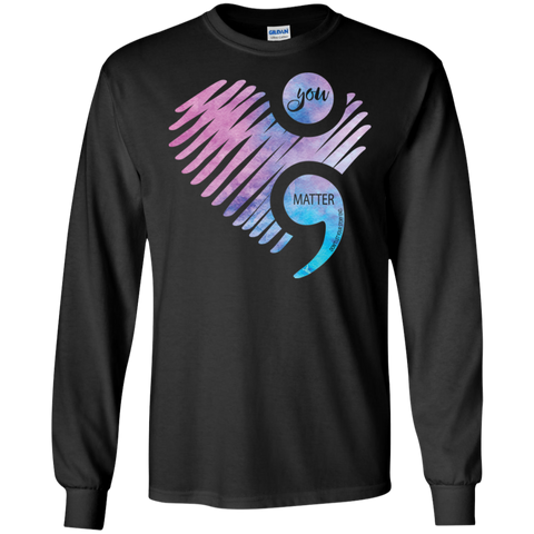 You Matter Don't Let Your Story End Semicolon Shirt LS Cotton T-Shirt - The White Eagles You Matter Don't Let Your Story End Semicolon Shirt LS Cotton T-Shirt - The White Eagles