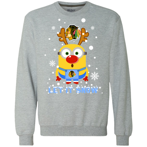 Minion Chicago Blackhawks Ugly Christmas Sweaters Let It Snow Sweatshirt - The White Eagles Minion Chicago Blackhawks Ugly Christmas Sweaters Let It Snow Sweatshirt - The White Eagles