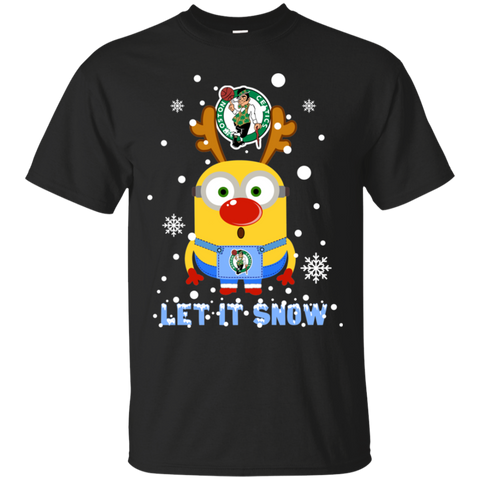 Minion Boston Celtics Ugly Christmas Sweaters Let It Snow Cotton T-Shirt - The White Eagles Minion Boston Celtics Ugly Christmas Sweaters Let It Snow Cotton T-Shirt - The White Eagles
