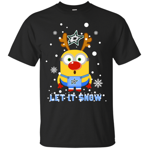Minion Dallas Stars Ugly Christmas Sweaters Let It Snow Cotton T-Shirt - The White Eagles Minion Dallas Stars Ugly Christmas Sweaters Let It Snow Cotton T-Shirt - The White Eagles