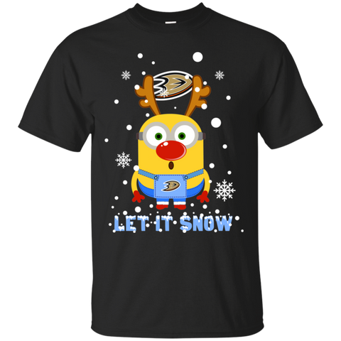 Minion Anaheim Ducks Ugly Christmas Sweaters Let It Snow Cotton T-Shirt - The White Eagles Minion Anaheim Ducks Ugly Christmas Sweaters Let It Snow Cotton T-Shirt - The White Eagles