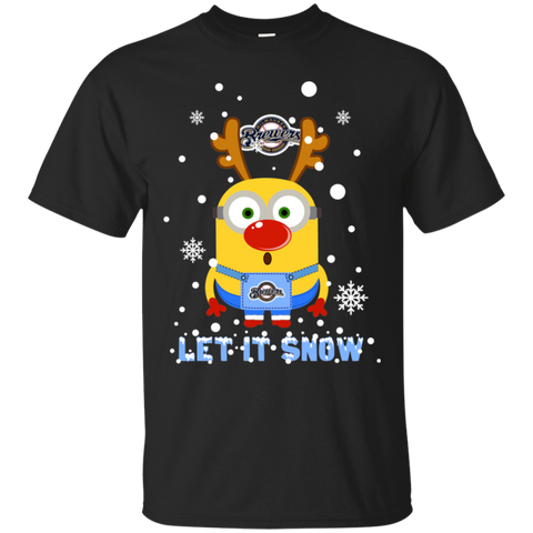 Minion Milwaukee Brewers Ugly Christmas Sweaters Let It Snow Cotton T-Shirt - The White Eagles Minion Milwaukee Brewers Ugly Christmas Sweaters Let It Snow Cotton T-Shirt - The White Eagles