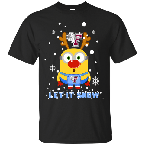 Minion Fordham Rams Ugly Christmas Sweaters Let It Snow Cotton T-Shirt - The White Eagles Minion Fordham Rams Ugly Christmas Sweaters Let It Snow Cotton T-Shirt - The White Eagles