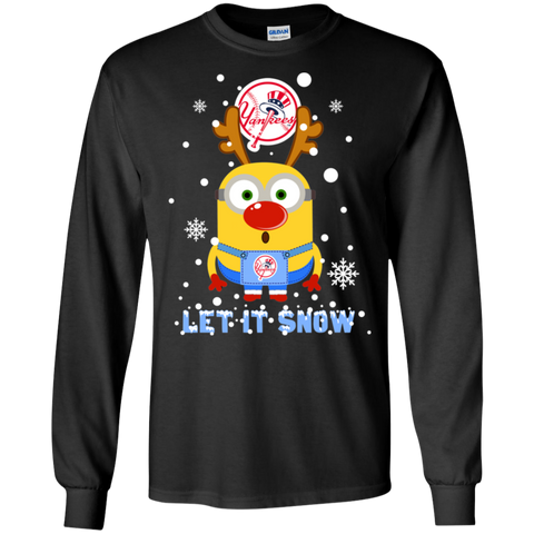 Minion New York Yankees Ugly Christmas Sweaters Let It Snow LS Cotton T-Shirt - The White Eagles Minion New York Yankees Ugly Christmas Sweaters Let It Snow LS Cotton T-Shirt - The White Eagles