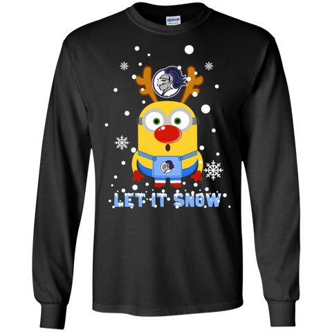 Minion Holy Cross Crusaders Ugly Christmas Sweaters Let It Snow LS Cotton T-Shirt - The White Eagles Minion Holy Cross Crusaders Ugly Christmas Sweaters Let It Snow LS Cotton T-Shirt - The White Eagles