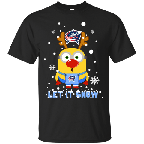Minion Columbus Blue Jackets Ugly Christmas Sweaters Let It Snow Cotton T-Shirt - The White Eagles Minion Columbus Blue Jackets Ugly Christmas Sweaters Let It Snow Cotton T-Shirt - The White Eagles