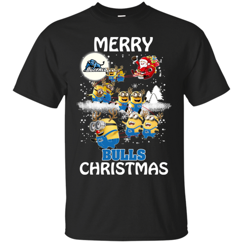 Buffalo Bulls Ugly Christmas Sweaters Minions Santa Claus Merry Christmas Cotton T-Shirt - The White Eagles Buffalo Bulls Ugly Christmas Sweaters Minions Santa Claus Merry Christmas Cotton T-Shirt - The White Eagles