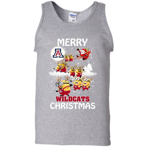 Arizona Wildcats Ugly Christmas Sweaters Minions Santa Claus Merry Christmas Tank Top - The White Eagles Arizona Wildcats Ugly Christmas Sweaters Minions Santa Claus Merry Christmas Tank Top - The White Eagles