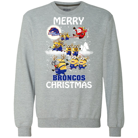 Boise State Broncos Ugly Christmas Sweaters Minions Santa Claus Merry Christmas Sweatshirt - The White Eagles Boise State Broncos Ugly Christmas Sweaters Minions Santa Claus Merry Christmas Sweatshirt - The White Eagles