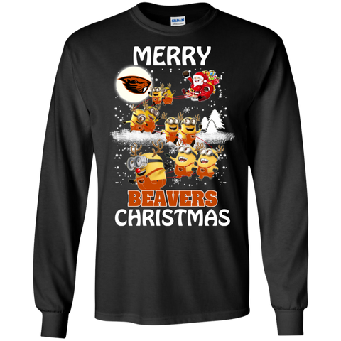 Oregon State Beavers Ugly Christmas Sweaters Minions Santa Claus Merry Christmas LS Cotton T-Shirt - The White Eagles Oregon State Beavers Ugly Christmas Sweaters Minions Santa Claus Merry Christmas LS Cotton T-Shirt - The White Eagles