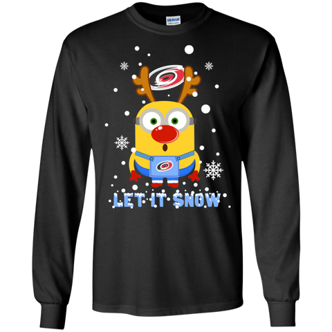 Minion Carolina Hurricanes Ugly Christmas Sweaters Let It Snow LS Cotton T-Shirt - The White Eagles Minion Carolina Hurricanes Ugly Christmas Sweaters Let It Snow LS Cotton T-Shirt - The White Eagles