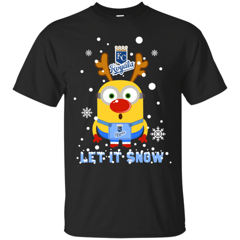 Minion Kansas City Royals Ugly Christmas Sweaters Let It Snow Cotton T-Shirt - The White Eagles Minion Kansas City Royals Ugly Christmas Sweaters Let It Snow Cotton T-Shirt - The White Eagles