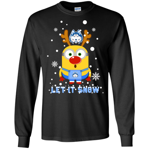 Minion Houston Baptist Huskies Ugly Christmas Sweaters Let It Snow LS Cotton T-Shirt - The White Eagles Minion Houston Baptist Huskies Ugly Christmas Sweaters Let It Snow LS Cotton T-Shirt - The White Eagles
