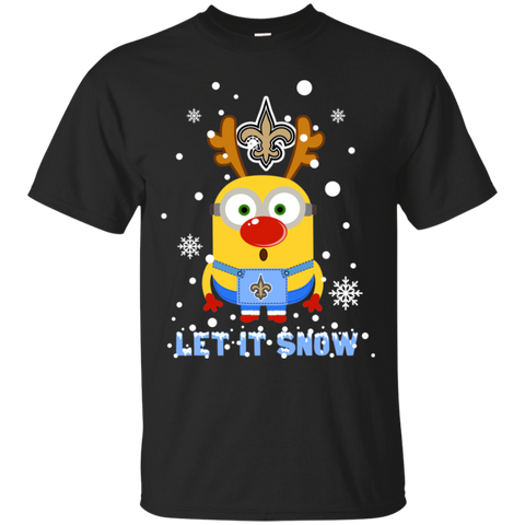 Minion New Orleans Saints Ugly Christmas Sweaters Let It Snow Cotton T-Shirt - The White Eagles Minion New Orleans Saints Ugly Christmas Sweaters Let It Snow Cotton T-Shirt - The White Eagles