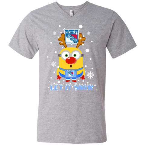Minion New York Rangers Ugly Christmas Sweaters Let It Snow Men's V-Neck T-Shirt - The White Eagles Minion New York Rangers Ugly Christmas Sweaters Let It Snow Men's V-Neck T-Shirt - The White Eagles