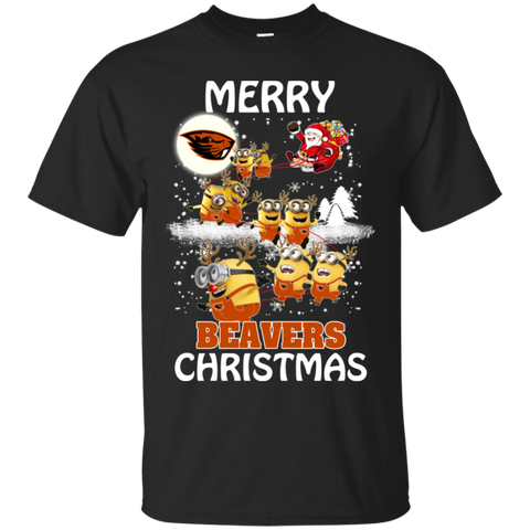 Oregon State Beavers Ugly Christmas Sweaters Minions Santa Claus Merry Christmas Cotton T-Shirt - The White Eagles Oregon State Beavers Ugly Christmas Sweaters Minions Santa Claus Merry Christmas Cotton T-Shirt - The White Eagles