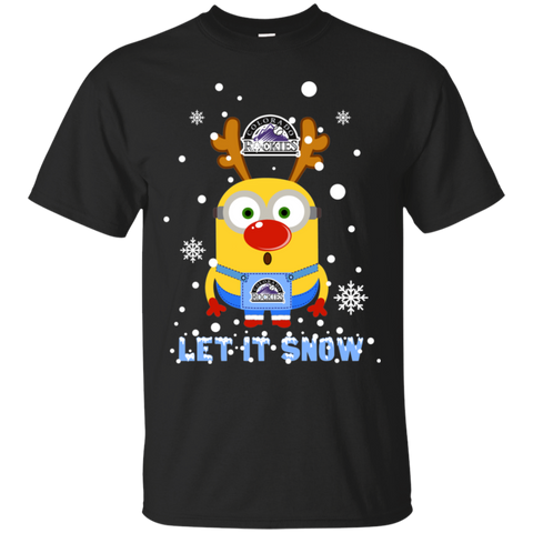 Minion Colorado Rockies Ugly Christmas Sweaters Let It Snow Cotton T-Shirt - The White Eagles Minion Colorado Rockies Ugly Christmas Sweaters Let It Snow Cotton T-Shirt - The White Eagles
