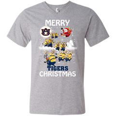 Auburn Tigers T Shirts Minions Santa Claus Merry Christmas Men's V-Neck T-Shirt - The White Eagles