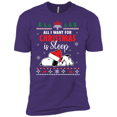 All I Want For Christmas Is Sleep Snoopy The Peanuts Movie Men's Sleeve Shirt - The White Eagles