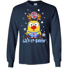 Minion Detroit Pistons Ugly Christmas Sweaters Let It Snow LS Cotton T-Shirt - The White Eagles
