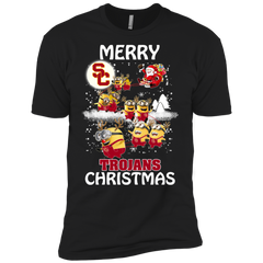 Usc Trojans Ugly Christmas Sweaters Minions Santa Claus Merry Christmas Men's Sleeve Shirt - The White Eagles