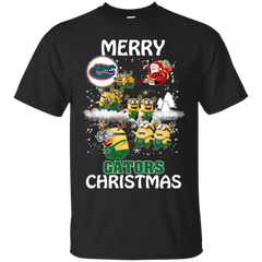 Florida Gators Ugly Christmas Sweaters Minions Santa Claus Merry Christmas Cotton T-Shirt - The White Eagles