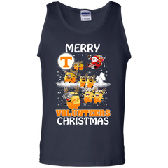 Tennessee Volunteers Ugly Christmas Sweaters Minions Santa Claus Merry Christmas Tank Top - The White Eagles