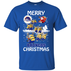 Boise State Broncos T Shirts Minions Santa Claus Merry Christmas Cotton T-Shirt - The White Eagles
