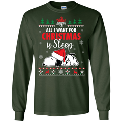 All I Want For Christmas Is Sleep Snoopy The Peanuts Movie LS Cotton T-Shirt - The White Eagles