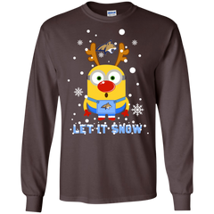 Minion Montana State Bobcats Ugly Christmas Sweaters Let It Snow LS Cotton T-Shirt - The White Eagles