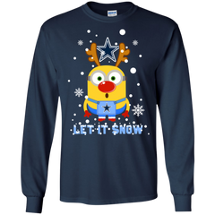 Minion Dallas Cowboys Ugly Christmas Sweaters Let It Snow LS Cotton T-Shirt - The White Eagles