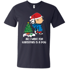 All I Want For Christmas Is A Dog Snoopy Charlie Brown The Peanuts Movie Men's V-Neck T-Shirt - The White Eagles