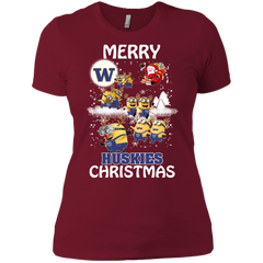 Washington Huskies Ugly Christmas Sweaters Minions Santa Claus Merry Christmas Ladies' Shirt - The White Eagles