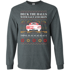 Deck The Halls With Salt And Iron Ugly Christmas Sweater LS Cotton T-Shirt - The White Eagles