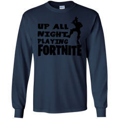 Fortnite Up All Night Playing Fortnite LS Cotton T-Shirt - The White Eagles