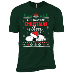 All I Want For Christmas Is Sleep Snoopy The Peanuts Movie Men's Sleeve Shirt - The White Eagles