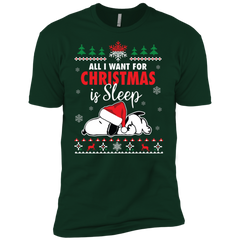 All I Want For Christmas Is Sleep Snoopy The Peanuts Movie Men's Sleeve Shirt - The White Eagles