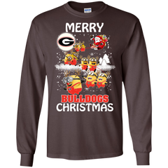 Georgia Bulldogs Ugly Christmas Sweaters Minions Santa Claus Merry Christmas LS Cotton T-Shirt - The White Eagles
