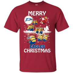Georgia Southern Eagles Ugly Christmas Sweaters Minions Santa Claus Merry Christmas Cotton T-Shirt - The White Eagles