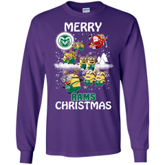 Colorado State Rams Ugly Christmas Sweaters Minions Santa Claus Merry Christmas LS Cotton T-Shirt - The White Eagles