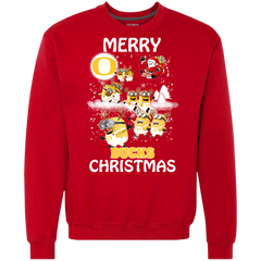 Oregon Ducks Ugly Christmas Sweaters Minions Santa Claus Merry Christmas Sweatshirt - The White Eagles