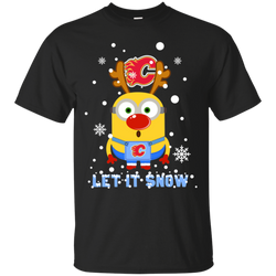 Minion Calgary Flames Ugly Christmas Sweaters Let It Snow Cotton T-Shirt - The White Eagles