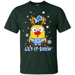 Minion Detroit Lions Ugly Christmas Sweaters Let It Snow Cotton T-Shirt - The White Eagles