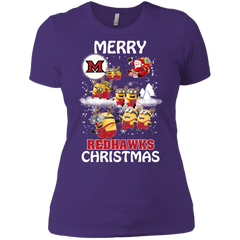 Miami Redhawks Ugly Christmas Sweaters Minions Santa Claus Merry Christmas Ladies' Shirt - The White Eagles