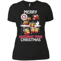 Alabama Crimson Tide T Shirts Minions Santa Claus Merry Christmas Ladies' Shirt - The White Eagles