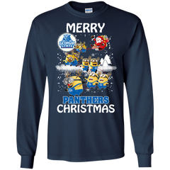 Georgia State Panthers Ugly Christmas Sweaters Minions Santa Claus Merry Christmas LS Cotton T-Shirt - The White Eagles